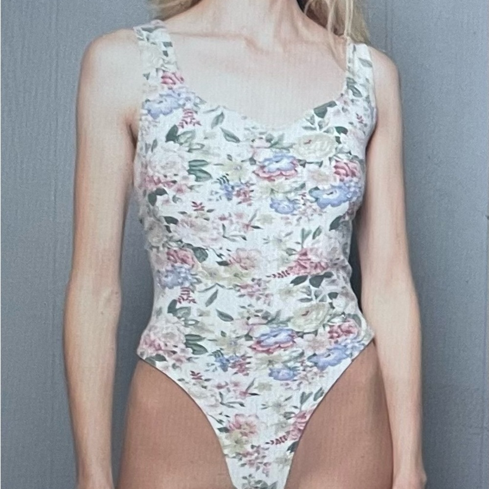 Vintage LA workout floral bodysuit